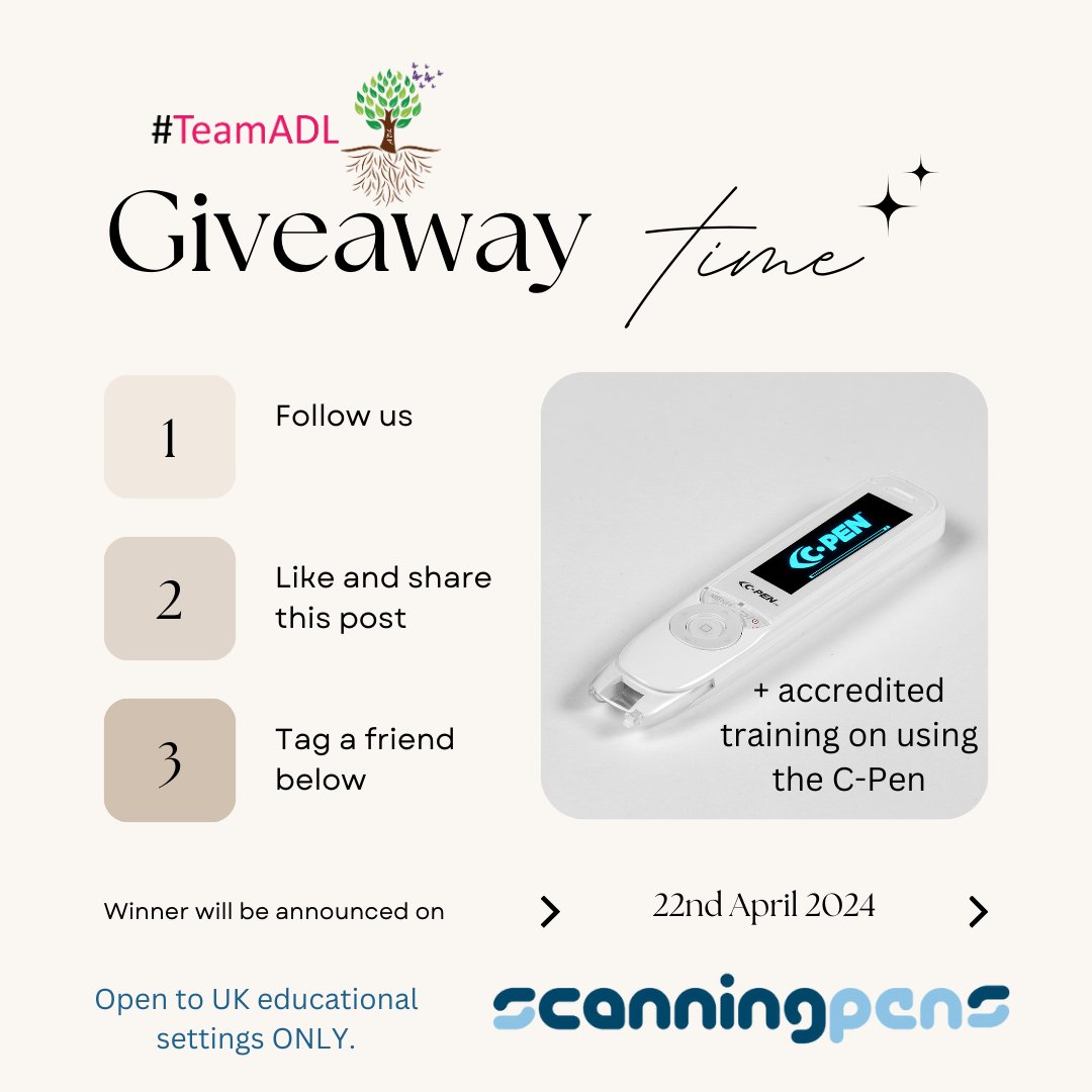 SEND_Leaders's tweet photo. #TeamADL announcements 28.03.2024 in reverse order #1

Easter #Giveaway for UK Educational Settings.  No cash equivalent available.

Ends 18th April.  Announcement 22nd April.

#Accessibility #Dyslexia #Neurodiversity #SENCOs https://t.co/9Vf5Usp4CH