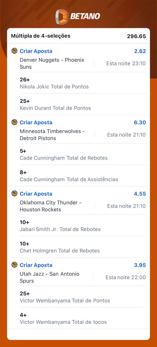 Craquebet's tweet photo. 🕣 27/03
🏀 SUPER BINGO
📝 Personalizada
🏦 Betano / Odd: 296.65
📊 0.25u
❤️ Gostou? Deixe um like! https://t.co/dzqpktKe2c