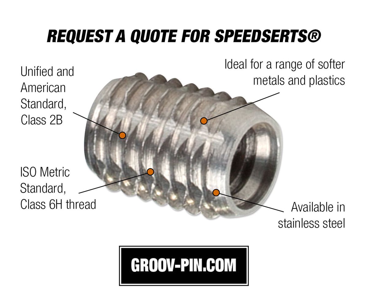 #Speedserts differ from our #TapLok inserts by forming instead of cutting threads. The exterior lobes roll through the base material to lock the insert in place without leaving chips behind: buff.ly/3pMSZsh #mfg #fasteners