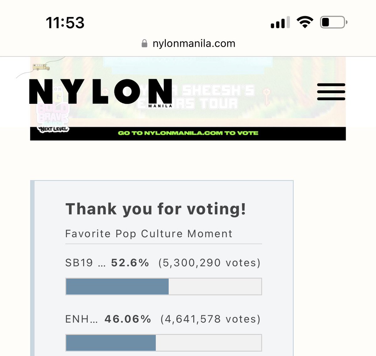 Grabe naman kayo A’TIN! I only dared for 650K gap by 11:59PM. As of 11:53PM, our gap is already at 658,712! GREAT JOB EVERYONE! We still have 3 minutes remaining. Dutdut hanggang matapos! PAG TINOPAK TALAGANG MAG-IINGAY @SB19Official #SB19 #andTEAM