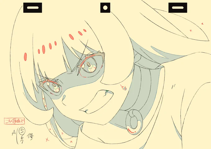 そしてこちら12話の作監修正になります!姫様風邪パート前半部分を少しだけ担当してました。この一年作監やってみて色々勉強になりました…いい経験でした!※掲載許可頂いてます#姫様拷問の時間です #ひめごう 