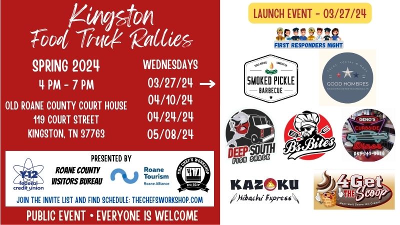 VisitRoane's tweet photo. ๐ฎ๐ฆFood Truck Rallies return TODAY from 4-7pm at the Historic Roane County Courthouse! ๐ฆ๐ฎ See you there!
#foodtruckrally #kingston #kingstontn #roanecounty #roanecountytn #wheninroane #foodtruck #foodie https://t.co/yH0VwrKhCV