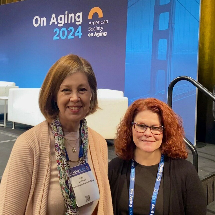 CACommisOnAging's tweet photo. Leza Coleman and Karol Swartzlander are soaking up knowledge at the ASA Annual Convention this week, while proudly representing the CA Commission on Aging. Stay tuned as they delve into the latest advancements in aging research and advocacy. #ASAAnnualConvention  #CCoA https://t.co/8e0hk68l4G