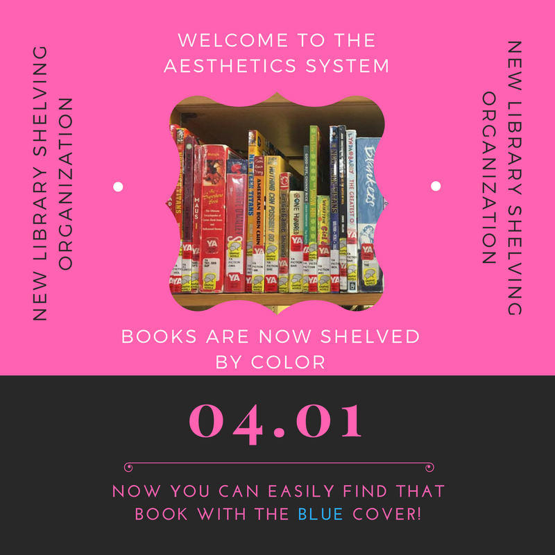 uwslib's tweet photo. Following user feedback, our numerical Dewey classification system is changing. A new Aesthetics System will help users by organising books by colour. Remember that time you asked where to find the book with the blue cover? Well, that book can now be found in the Blue section. https://t.co/WhblYIbHI5