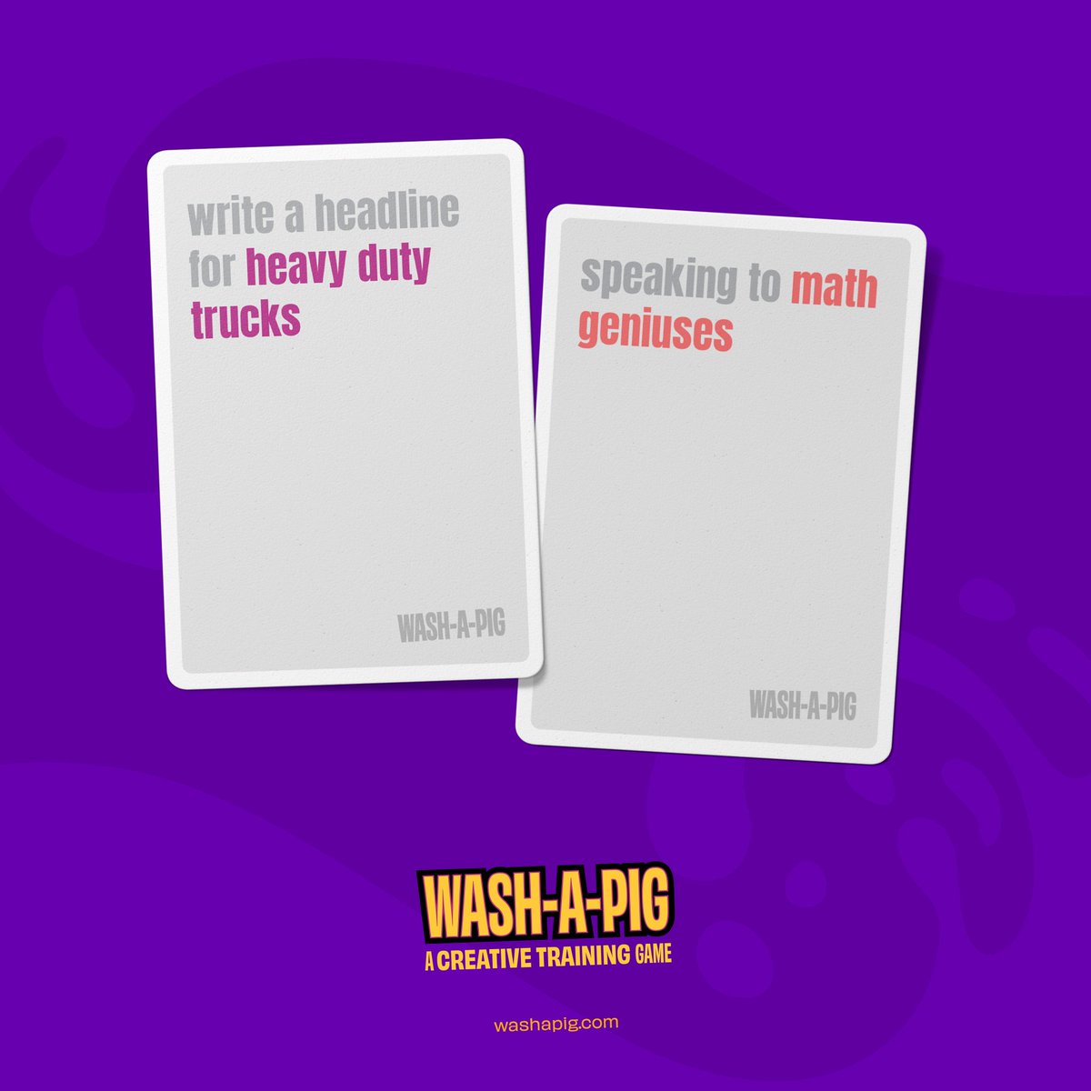 washapig's tweet image. Can you devise the perfect formula for heavy-duty performance? 🚚🧮 Reply with your best lines.

Wash-a-Pig, a creative training game, is available at washapig.com

#copywriters #trucks #mathgenius #creativethinking
