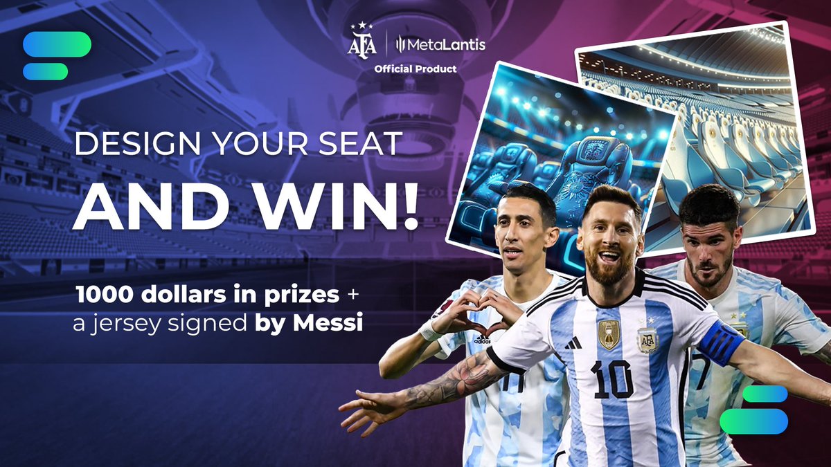 AFASeleccionEN's tweet photo. ⏰ Only 48 hours left to join the "AI StadiumCraft: Forging Arenas" campaign with @MetaLantisOK! Design the seats for the Official Virtual Stadium of the Argentinian NT. ⚽️

🚨 REMEMBER: The most outstanding designs will compete for a signed jersey by Messi and $1,000 in prizes!

Join now! 👉 https://t.co/gJ6TbkYDRR