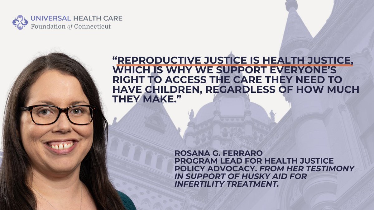 HUSKY aid has always had comprehensive coverage, so why isn't infertility treatment not included as health care? 

Universal Health Care Foundation of Connecticut stands for fair and equitable opportunities to be as healthy as possible, and this includes #ReproductiveHealth!