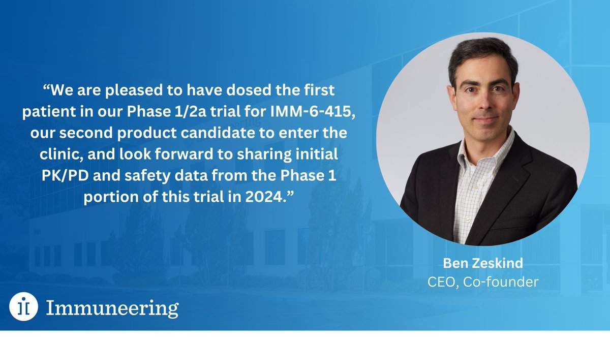 Immuneering's tweet photo. Today we announced that the first patient has been dosed in our Phase 1/2a trial of IMM-6-415 for advanced solid tumors with RAF or RAS mutations. Read more: https://t.co/xZM0HKVJVX
#UniversalRAS #UniversaRAF #MAPKPathway #SolidTumors #DrugDiscovery #CancerResearch #Oncology https://t.co/5SDAghWkpY