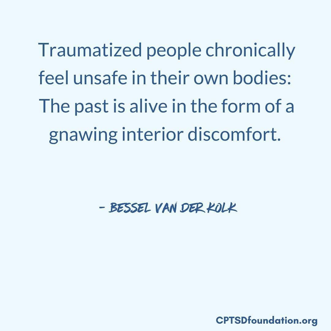 The bodies of child-abuse victims are tense and defensive until they find a way to relax and feel safe. Survivors cannot recover until they become familiar with and befriend their bodies. Physical self-awareness is often the first step in releasing the tyranny of the past.