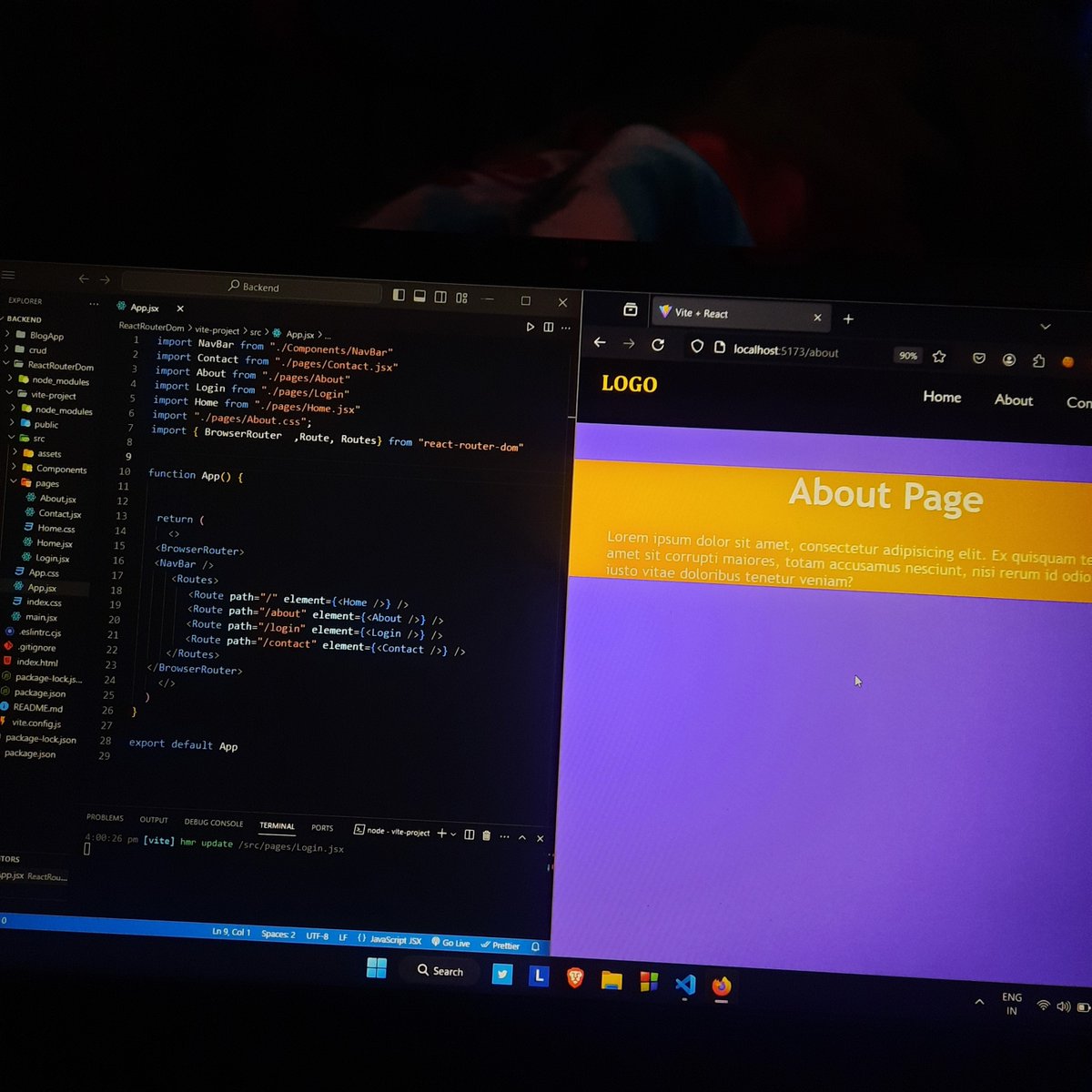Lakhbir__'s tweet photo. Day 45 ✅️

Hey everyone! Today, I explored React Router DOM and it's been quite the revelation! Feeling pumped about the endless possibilities it offers for dynamic routing! 🌐💻 
#ReactJS #RouterDOM 
#LearningJourney #100DaysOfCode https://t.co/OgKdbiB6Dq