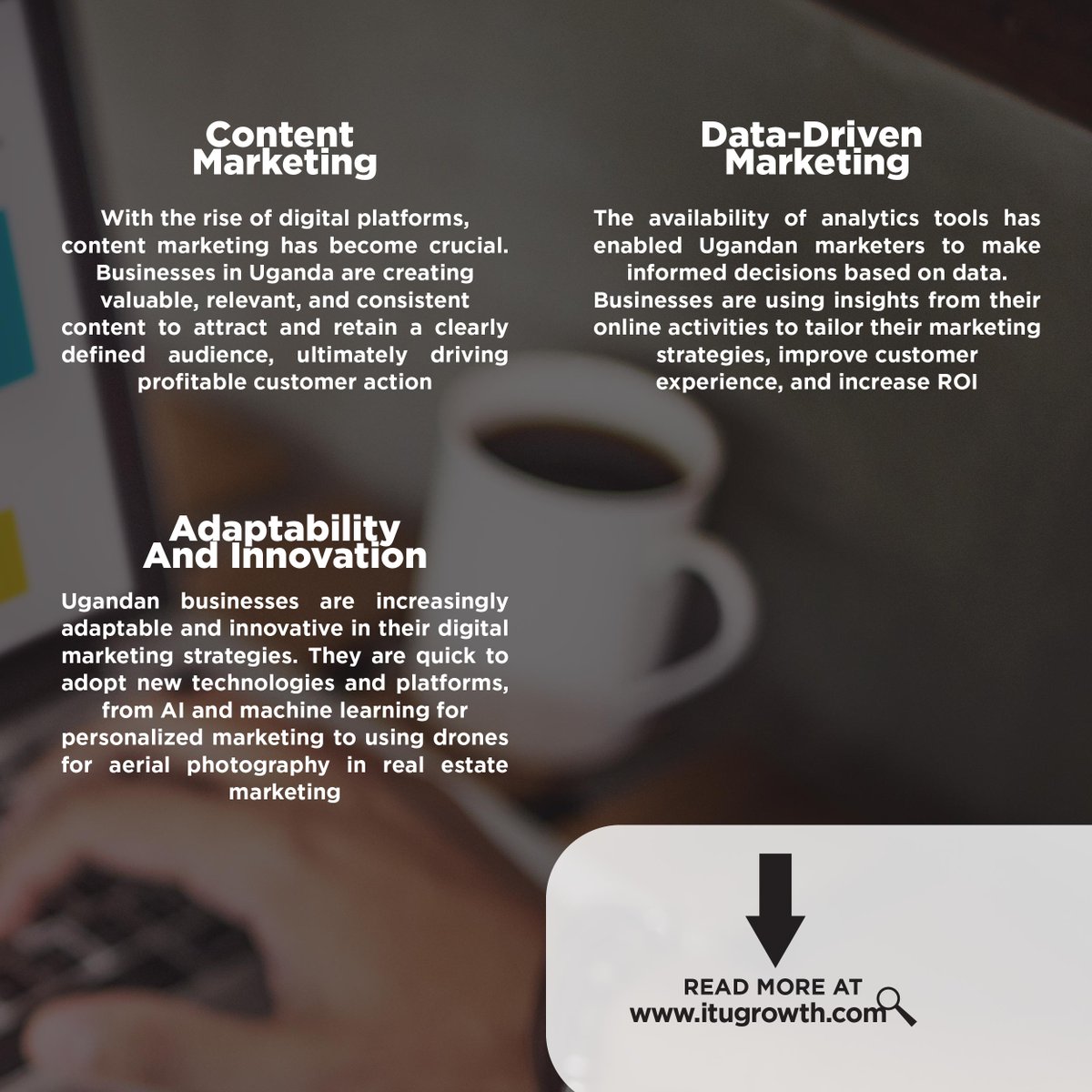 itugrowthdms's tweet photo. Ugandan businesses are leading the charge, embracing the future with open arms: 🌍💼📈 'Digital Marketing is on the Top!' #UgandaBusiness #DigitalMarketingRevolution #uganda #kenya #tanzania #africa #rwanda #kampala #nigeria #zambia #arusha #southafrica #burundi #eastafrica https://t.co/z0vzGfMJYN