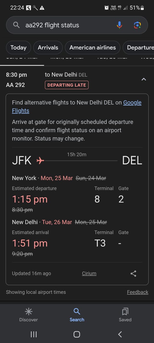 harry0600's tweet photo. Worst experience flying in @AmericanAir from JFK to Delhi on March 23, 2023 flight. First the flight was delayed by 16 hrs apparently due to "legality of the staff" (not sure what that means anyway). Then, the hotel accomodations took like 2 hrs to get the vouchers. https://t.co/OLdAB9raNc