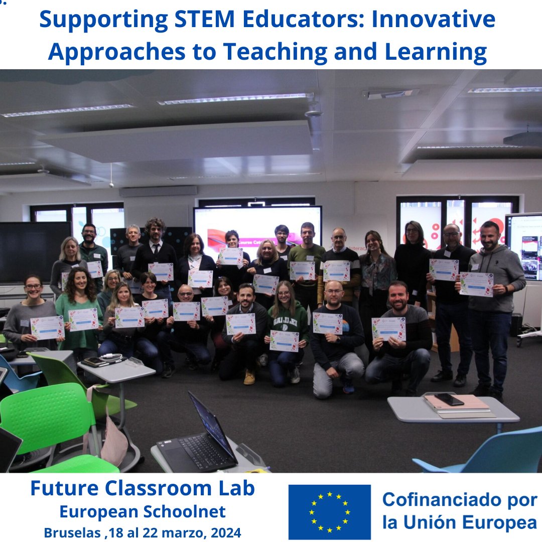 IesMora's tweet photo. Formación E+ del profesorado del Centro 🇪🇺: "Supporting STEM Educators: Innovative Approaches to Teaching and Learning" organizada por @eu_schoolnet, en la @fcl_euschoolnet (FCL) de Bruselas🇧🇪. Metodologías innovadoras y proyectos punteros en Europa. @sepiegob https://t.co/VJM7Q1MadP