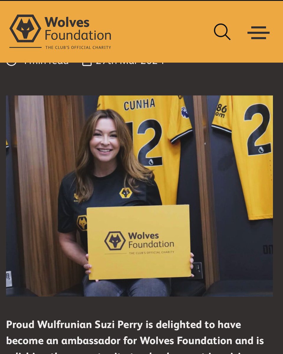 suziperry's tweet photo. I’m really delighted to become an ambassador @wwfcfoundation 💛🐺

https://t.co/oBmx28FzNv https://t.co/IB184I6WNv