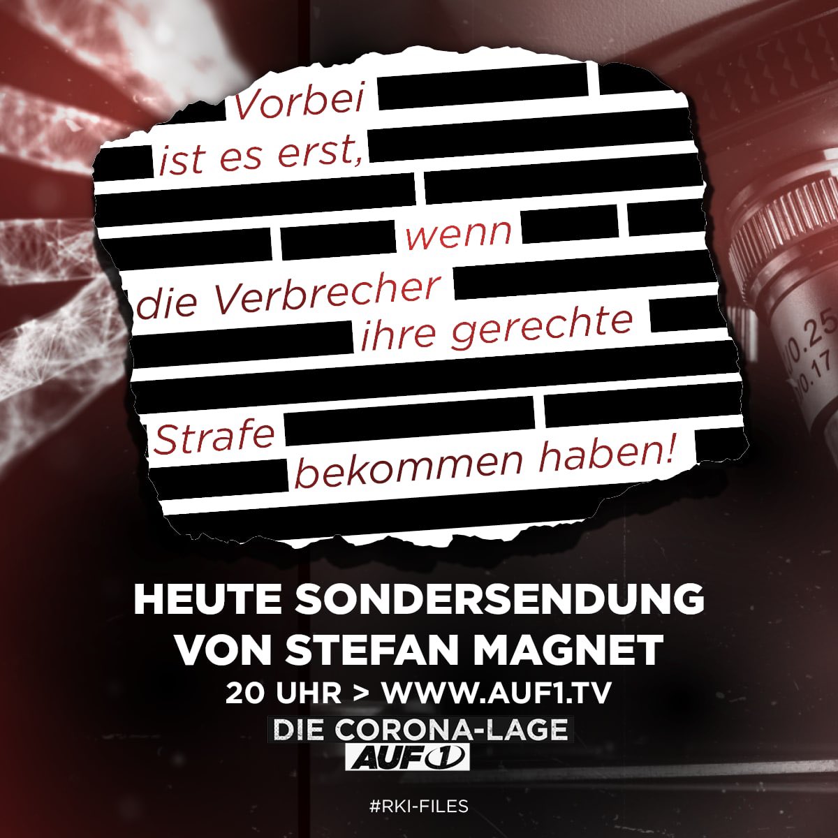 MagnetStefan's tweet image. Vorbei ist es erst, wenn die Verbrecher ihre gerechte Strafe bekommen haben. Heute 20:00 Sondersendung auf1.tv  #RKIProtokolle #RKIfiles #AUF1