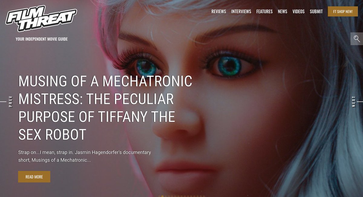 FilmThreat's tweet photo. “…explores the purpose of sex robots…particularly the very busty robot Tiffany…” Alan Ng reviews Musings of a Mechatronic Mistress: The Peculiar Purpose of Tiffany the Sexrobot.
https://t.co/xEwK2BusTV #SupportIndieFilm
#MusingsOfAMechatronicMistress #Documentary https://t.co/L0f8L8LhXd