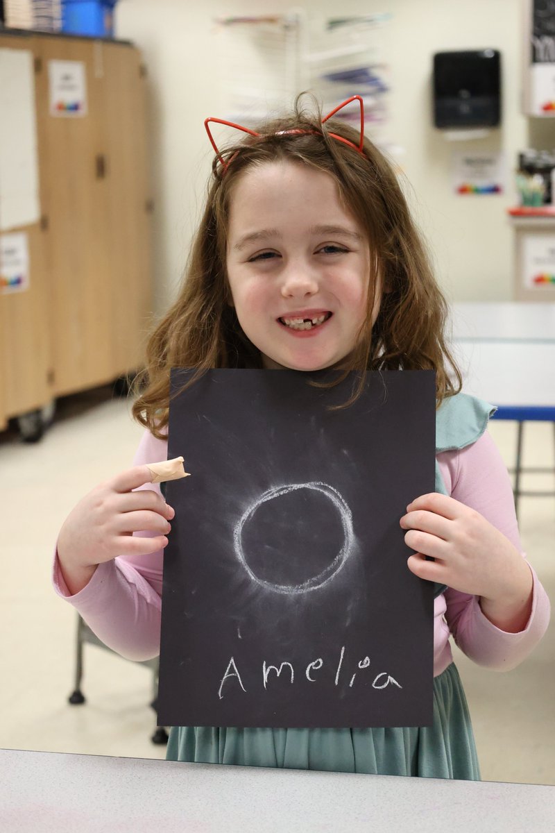 Bird Elementary students are making 🌑eclipse🌕 art today! They're using chalk and cardstock to draw the sun's corona. 🌞 It's the only part of the sun that will be visible during the total solar eclipse! #ONEteam