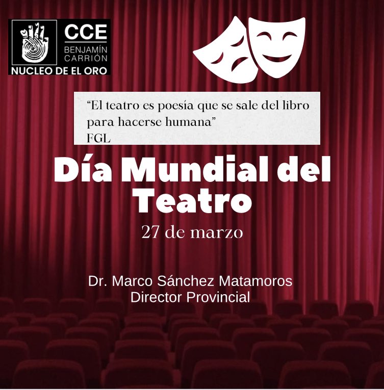 cceloro's tweet photo. Hoy es el día mundial del teatro! #CCELORO @CasadelaCultura https://t.co/lohOIVPOuI