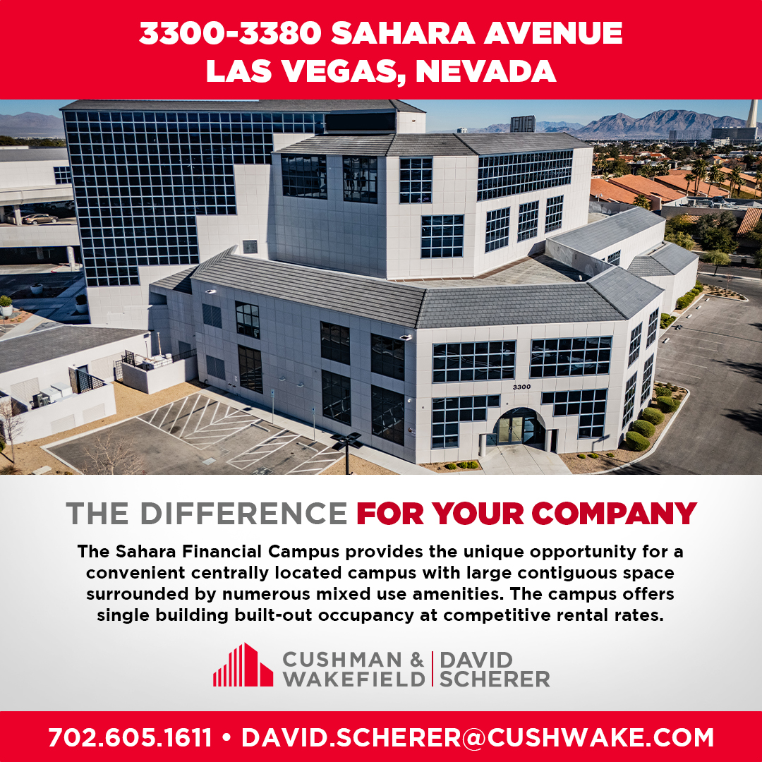 Experience the difference with Sahara Financial Campus! 🏢

Contact us today at 702-605-1611 📞or at david.scherer@cushwake.com 📧

#SaharaFinancialCampus #BusinessUpgrade #BusinessOpportunity #MedicalRealEstateAdvisors