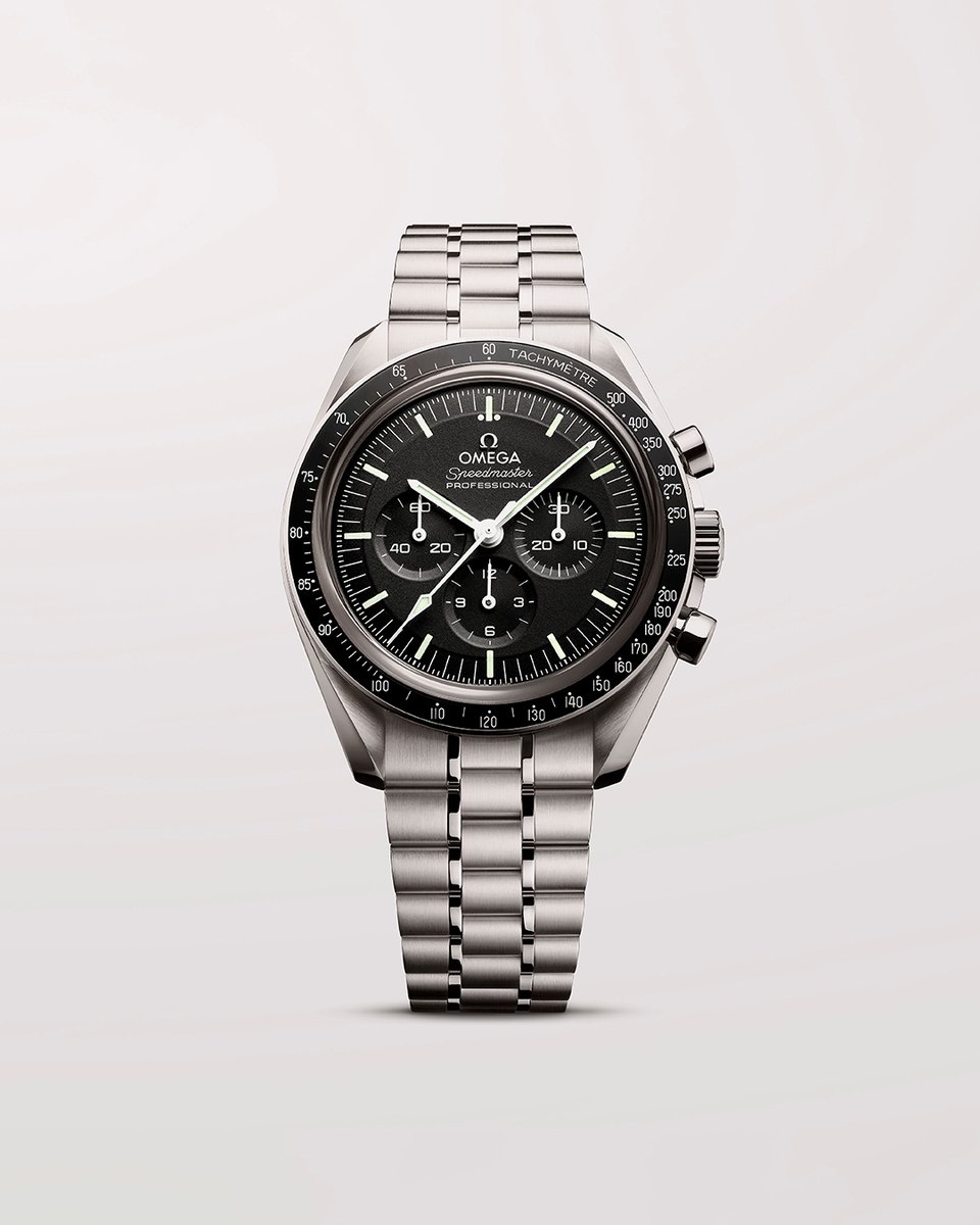 OMEGA Precision. The 42 mm Speedmaster Moonwatch in stainless steel with black step dial and famous dot over 90 on the anodised aluminium bezel ring. omegawatches.com/Moonwatch

#OMEGAPrecision