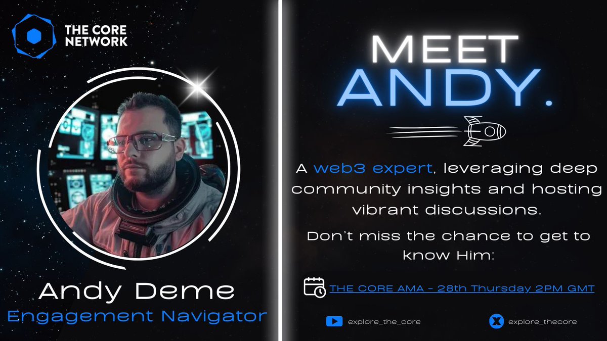 explore_thecore's tweet photo. Explorers!

Final 24 hours until THE CORE's roadmap reveal! ⏳

Excited to introduce Andy Deme, our engagement navigator - meet him first at our AMA, along with Nick Smith! 🌌  

Don't miss out, see you there! 🚀 
https://t.co/8SmhRd0cHK 

#ExploreTheCore $IFL #InfluenceToken https://t.co/HfZxz8r4sR