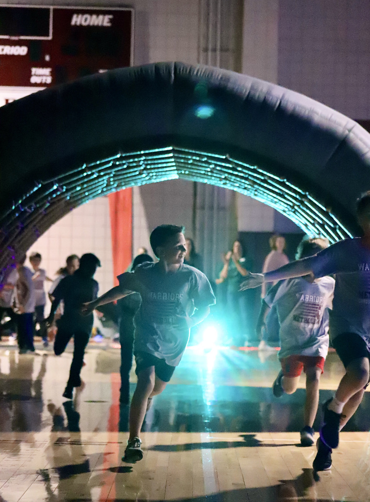 Glow Run Fundraisers will transform your gym into a glowing, neon racetrack with rope lights, disco balls, tents, flags, cones and tunnels. During the fundraiser, students will run 30-35 glowing laps to fun, high-energy music. Learn more here: bit.ly/3RKKJTC