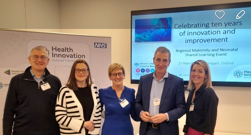 A big thank you to everyone who joined us to mark🔟 years of #MatNeoSharedLearning, improvement & innovation. So many great conversations! We will share resources via our website
L-r: Paul Durrands, COO @HealthInnovOx, @KatCEdwards @EileenDudley10, @MrLawrenceImpey, @GradwellTara