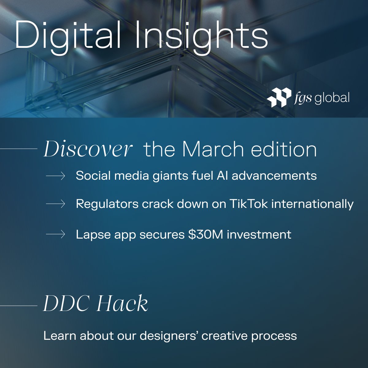 Discover the March edition of Digital Insights: eu1.hubs.ly/H08jXpG0 Subscribe to receive future editions in your inbox. #FGSGlobal #DigitalInsights #DecodeAI