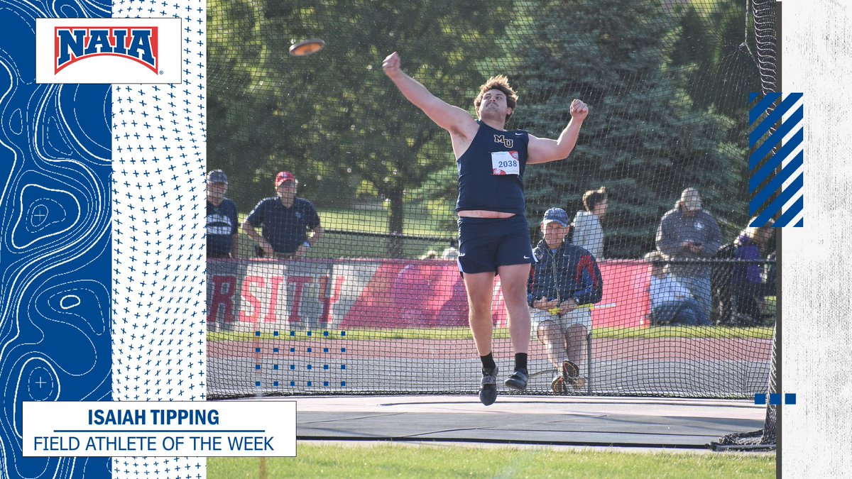 NAIA's tweet photo. M🏃‍♂️
Isaiah Tipping of @MUKnights earned himself #NAIAField athlete of the week after a pair of top finishes!

Check out Tipping's big week from the throwing circle! -->https://t.co/nwq0Dq8CoB

#collegetrackandfield #NAIAPOTW https://t.co/HvHmN3WE85