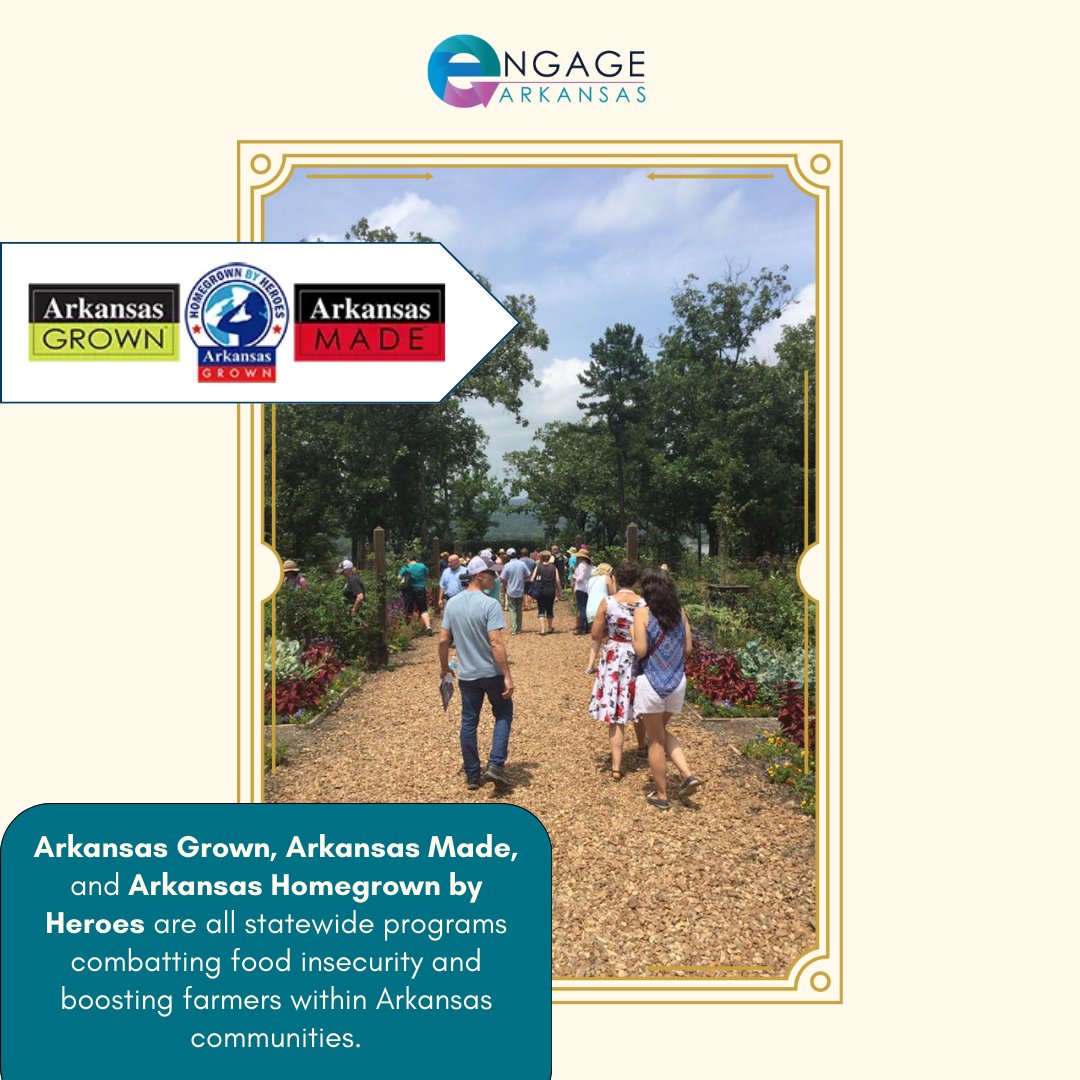 engage_ar's tweet photo. Arkansas Grown, Made, and Homegrown by Heroes are striving to feed Arkansas!

They encourage local food sourcing and accessibility.

Look for the Arkansas Made label to support local farmers! https://t.co/eZNRNmWZBI