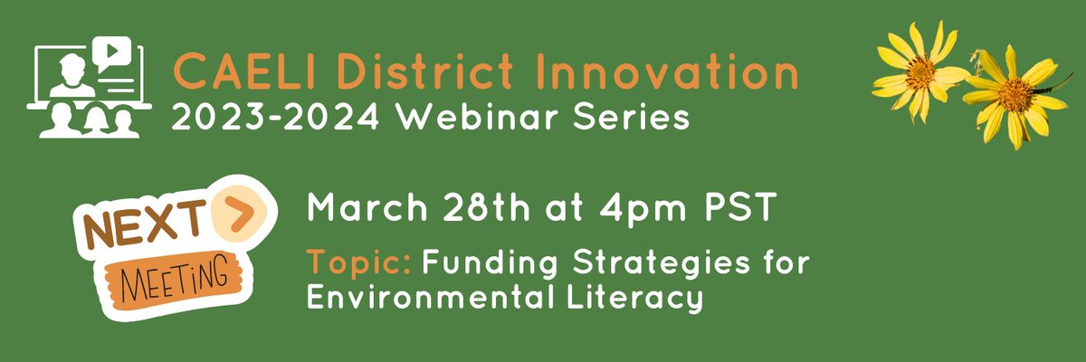 Join us March 28 for Funding Strategies for Environmental Literacy This month’s District Innovation Hub Webinar focuses on a critical yet often challenging aspect: funding strategies. Register and join us next Thursday! bit.ly/dih-24