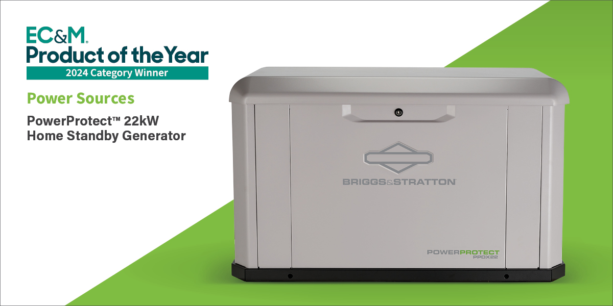 Briggs_Energy's tweet photo. So proud to announce that our #PowerProtect 22kWh #homestandbygenerator has been awarded "Product of the Year" in the Power Sources category by EC&amp;M! 🏆 Thank you to EC&amp;M and our customers for your support! Our mention in their announcement video here ➡️ https://t.co/giHRvOSWLP https://t.co/EIxCqQvCed