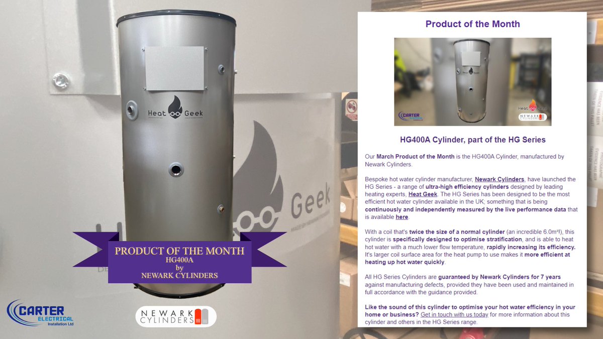 The latest newsletter from @CarterElectrics has highlighted the HG400A model of our HG Series as their 'Product of the Month'. Read all about what they had to say about it: shorturl.at/dkqB9 The HG Series - Designed by @_heatgeek (with @CustomRenewable.