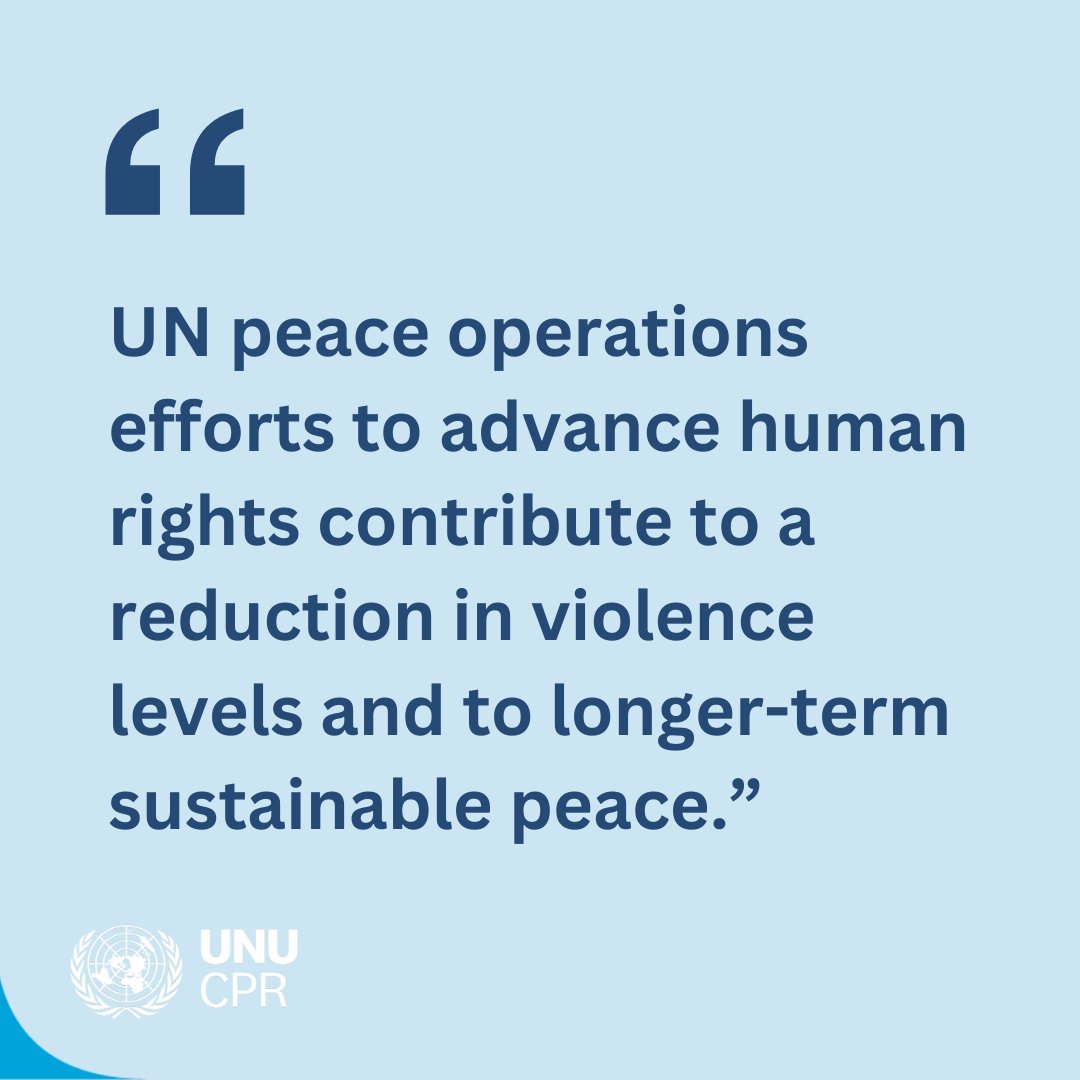 This new UNU-CPR report offers a comparative, empirically backed assessment of the ways UN peace operation efforts advance human rights to contribute to mission effectiveness and broaden mission objectives. unu.edu/publication/un…