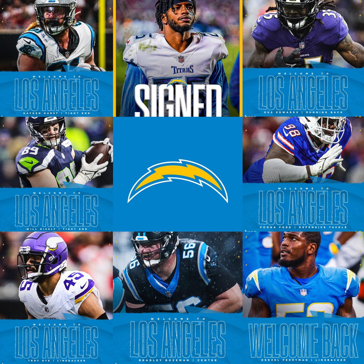 With Free Agency cooling down, Another #JerseyGiveaway for our new #Chargers players 

#WillDissly TE
#GusEdwards RB 
#DenzelPerryman LB
#TroyDye LB
#PoonaFord DE
#BradleyBozeman C
#HaydenHurst TE
#KristianFulton CB

As always Follow, RT, & comment the player you’ll pick #BoltUp