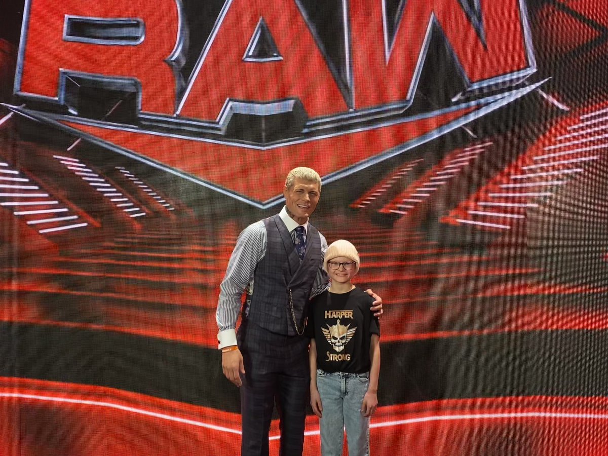 dpiper85's tweet photo. @CodyRhodes 
Whoever said “never meet your heroes” obviously had the wrong heroes.
 
We had the incredible honor of meeting one of Harper’s heroes on Monday. @CodyRhodes kindly took time out of his incredibly busy schedule to meet with us. On top of him chatting it up with Harper https://t.co/JVeUmHgUoR