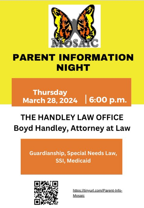 Virtual Parent Information Night Thursday March 28th  6-7 hosted by <a href="/MOSAIChumbleisd/">MOSAIC_HumbleISD</a> presentation by The Handley Law Office.  <a href="/HumbleISD/">Humble ISD</a> <a href="/HumbleISD_SPED/">Special Programming</a> <a href="/HumbleISD_2NDRY/">HumbleISD_SECONDARYTeam</a> <a href="/HumbleISD_AHS/">The Atascocita HS</a> <a href="/HumbleISD_KHS/">Kingwood High School</a> <a href="/HumbleISD_SCHS/">Summer Creek High</a> <a href="/HumbleISD_KPHS/">Kingwood Park HS</a> <a href="/HumbleISD_HHS/">Humble High School</a> <a href="/HumbleISD_SECHS/">Guy M. Sconzo ECHS</a>