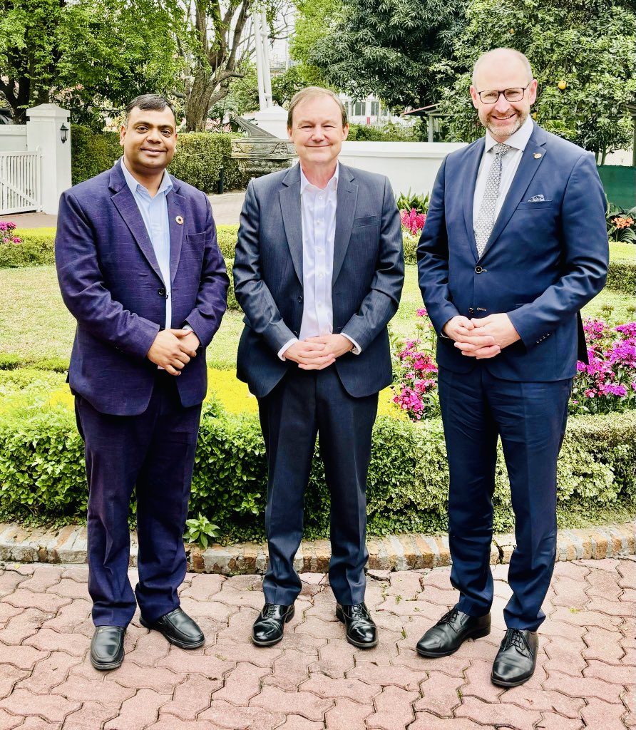 GhimireDev's tweet photo. Pleasure meeting His Excellency Rob Fenn British Ambassador to Nepal along with Martin Houghton-Brown (@hblondon ) Secretary General and Joel Grant Global Operations Manager of @intaward. Excited kickstart the partnership in near future 🇳🇵🇬🇧 #GlobalPartnership #DoEIA #WORLDREADY https://t.co/RZn82vfvNV