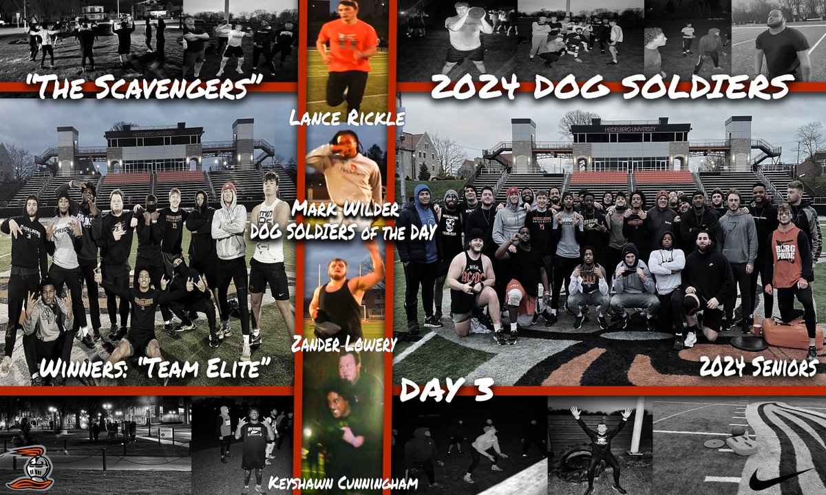Coach_Donaldson's tweet photo. That's a wrap for the 2024 edition of Dog Soldiers. Shout out to "Team Elite" for winning the Day 3 Competition.

Dog Soldiers of the Day:
Lance Rickle - Fr. QB
Mark Wilder - Fr. RB
Zander Lowery - So. OL
Keyshawn Cunningham - Sr. DB 

#BergGang https://t.co/VlGrjf9CwG