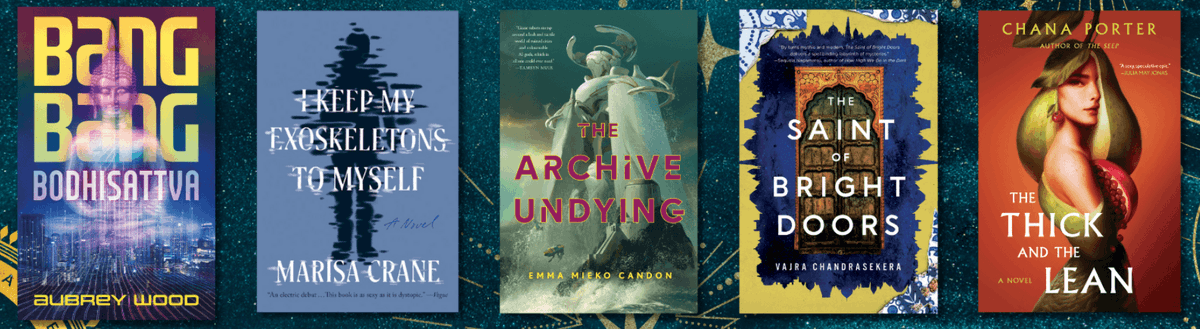 very happy to see I KEEP MY EXOSKELETONS TO MYSELF among the Lammy finalists for LGBTQ+ Speculative Fiction! biggest congratulations to @mcrane_12, @alicia_kroell, and team @CatapultStory!! 🌈✨ lambdaliterary.org/awards/current…