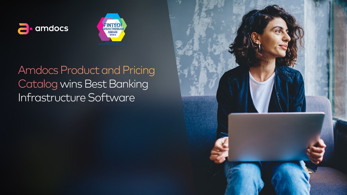 Amdocs's tweet photo. Amdocs wins "Best Banking Infrastructure Software" at @FinTech_Awards! Our Product &amp; Pricing Catalog empowers banks with enhanced #CustomerExperience and new revenue insights. In a world craving customization, we're at the forefront > https://t.co/kNAUoPLRe1
#Fintech #Innovation https://t.co/O36IsCvwcL