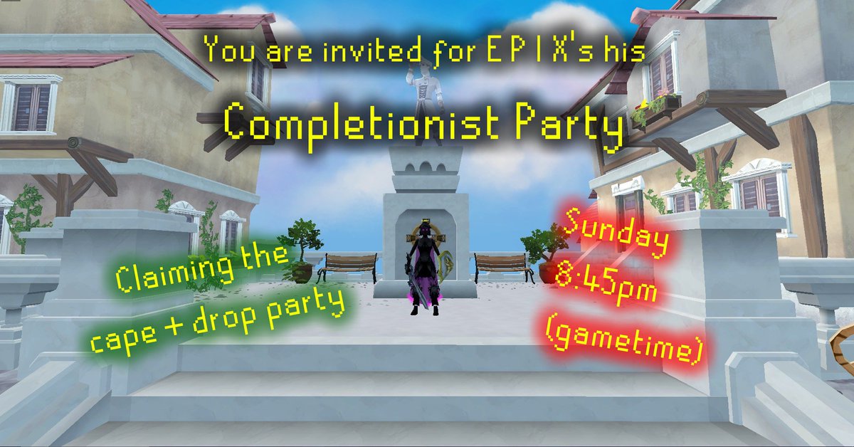 tijmenepix's tweet photo. IT IS HAPPENING!!
I will be obtaining my Competionist cape this Sunday!
I can't wait! ⚔️

World - 124
When - 20:45 gametime (after the easter event)
Where - Varrock Square

Afterwards there will be a little drop party of all my favourite in game items.

@RuneScape @KravyRS https://t.co/mfwx5eUZil