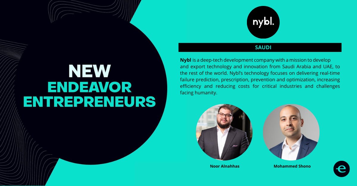 We are thrilled to announce the joining of the leading Saudi AI company Nybl to Endeavor’s network. We are committed to supporting Noor Alnahhas and Mohammed Shono in their journey to scaling Nybl.