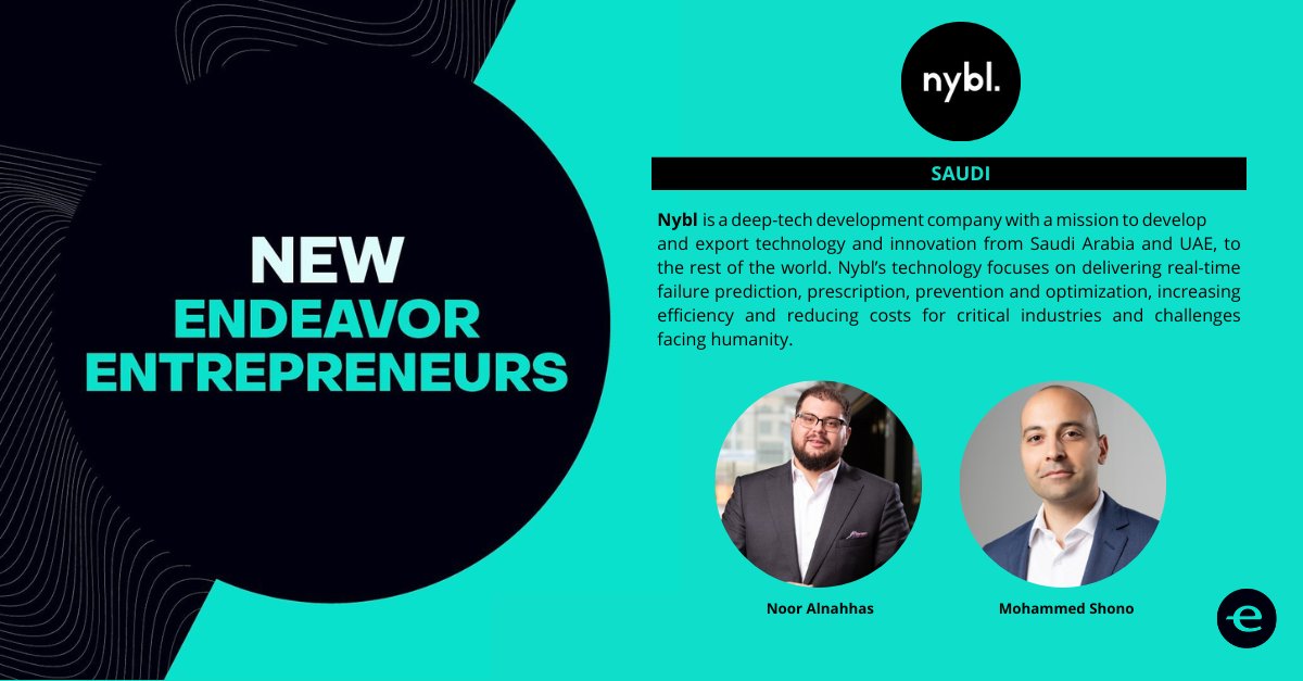 EndeavorSaudi's tweet photo. We are thrilled to announce the joining of the leading Saudi AI company Nybl to Endeavor’s network.

We are committed to supporting Noor Alnahhas and Mohammed Shono in their journey to scaling Nybl. https://t.co/kNleYmsJeE