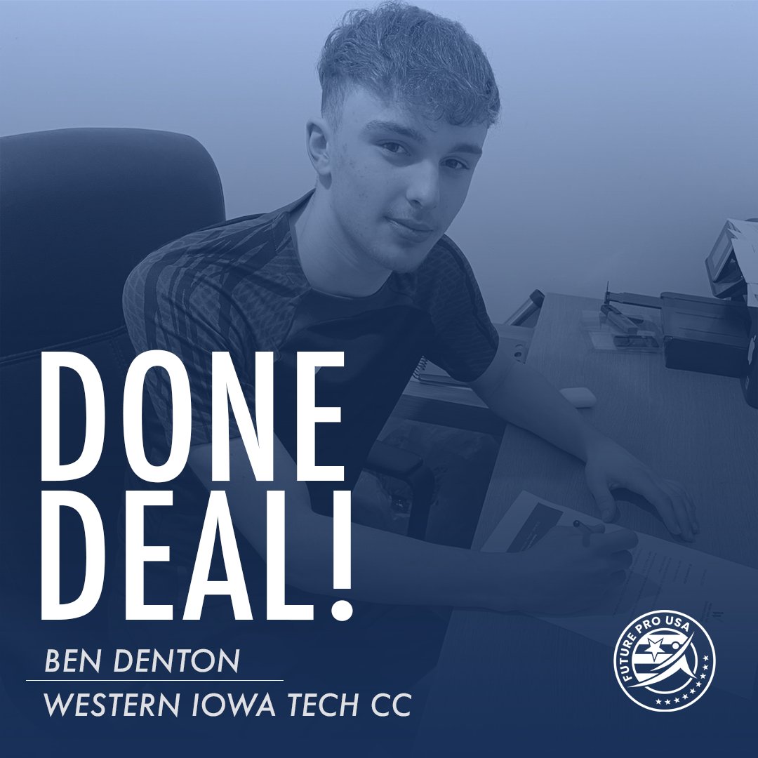 FutureProUSA's tweet photo. ✍️⚽️🇺🇸 DONE DEAL!

A big congratulations goes to Future Pro USA client Ben Denton who has committed to Western Iowa Tech CC for Fall 24!✍️

We can’t wait to follow his college soccer journey… congratulations and best of luck, Ben!🤝

#futureprousa https://t.co/E5EuJ2gHLB