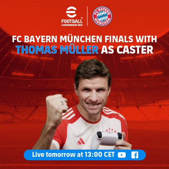 Anzeige @play_eFootball I'll give commentating a couple of @FCBayern matches a go! Follow me live tomorrow at the FINALS of the @play_eFootball Championship FC Bayern Club Event 🏆⚽️ I'll be live from 16:00 CET. Here 👇 youtube.com/live/ydMLeqkLS… Don't miss it! #eFootball…