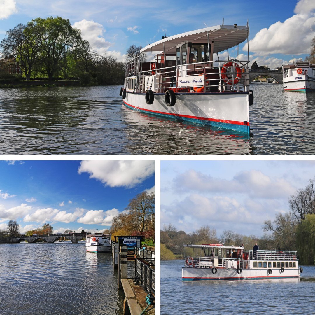 It's turned into a beautiful day on the river in #Richmond & #PrincessFreda is looking resplendent in the afternoon sun. We're busy preparing the boats, offices, piers & stages for Good Friday & we can't wait to start welcoming people on-board. #RiverThames #BoatTrip