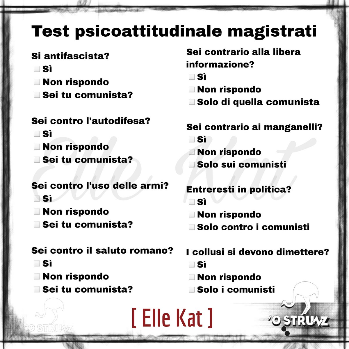 O_Strunz's tweet photo. (Elle Kat @ElleKat72)

#27Marzo #governodestradestra #magistratura #testpsicoattitudinale https://t.co/Qmpcji9rqL