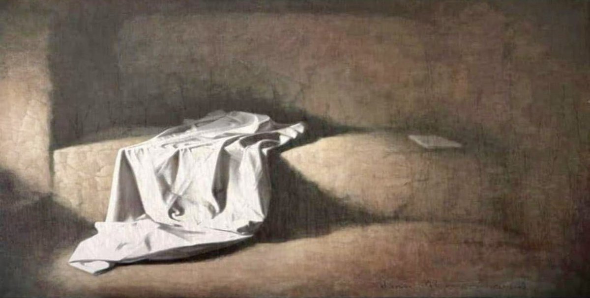 Onewhitefrijole's tweet photo. Why Did Jesus Fold the Napkin?

Why did Jesus fold the linen burial cloth after His resurrection? …

The Gospel of John (20:7) tells us that the napkin, which was placed over the face of Jesus, was not just thrown aside like the grave clothes. The Bible takes an entire verse to tell us that the napkin was neatly folded, and was placed separate from the grave clothes. Early Sunday morning, while it was still dark, Mary Magdalene came to the tomb and found that the stone had been rolled away from the entrance. She ran and found Simon Peter and the other disciple, the one whom Jesus loved. She said, They have taken the Lord's body out of the tomb, and I don't know where they have put him! Peter and the other disciple ran to the tomb to see.. The other disciple outran Peter and got there first. He stooped and looked in and saw the linen cloth lying there, but he didn't go in.

Then Simon Peter arrived and went inside. He also noticed the linen wrappings lying there, while the cloth that had covered Jesus' head was folded up and lying to the side.
Was that important? Absolutely! Is it really significant? Yes!
In order to understand the significance of the folded napkin, you have to understand a little bit about Hebrew tradition of that day. The folded napkin had to do with the Master and Servant, and every Jewish boy knew this tradition.
When the servant set the dinner table for the master, he made sure that it was exactly the way the master wanted it...

The table was furnished perfectly, and then the servant would wait, just out of sight, until the master had finished eating, and the servant would not dare touch that table, until the master was finished. Now, if the master were done eating, he would rise from the table, wipe his fingers, his mouth, and clean his beard, and would wad up that napkin and toss it onto the table.

The servant would then know to clear the table. For in those days, the wadded napkin meant, 'I'm done.'
But if the master got up from the table, and folded his napkin, and laid it beside his plate, the servant would not dare touch the table, because.......... The folded napkin meant, 'I'm coming back!'

HALLELUJAH! HE'S COMING BACK!!!!