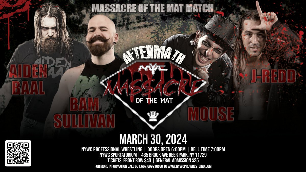This Saturday!!! Our first show after Psycho Circus! New stories will emerge while others that were too personal to end at Circus continue. In our main event, 4 men battle in a 30 min hardcore iron man match! 😱 Tickets available at nywcprowrestling.com